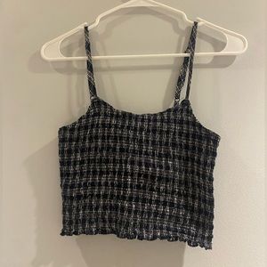 Brandy Melville (John Galt) Blue and White Shirred Tank 🦋